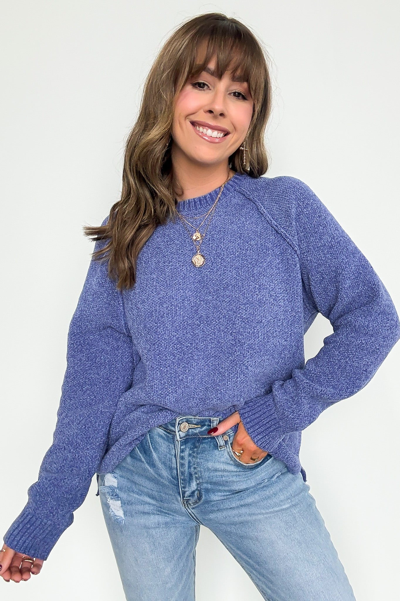 Easily Endearing Chenille Knit Raglan Sweater - BACK IN STOCK