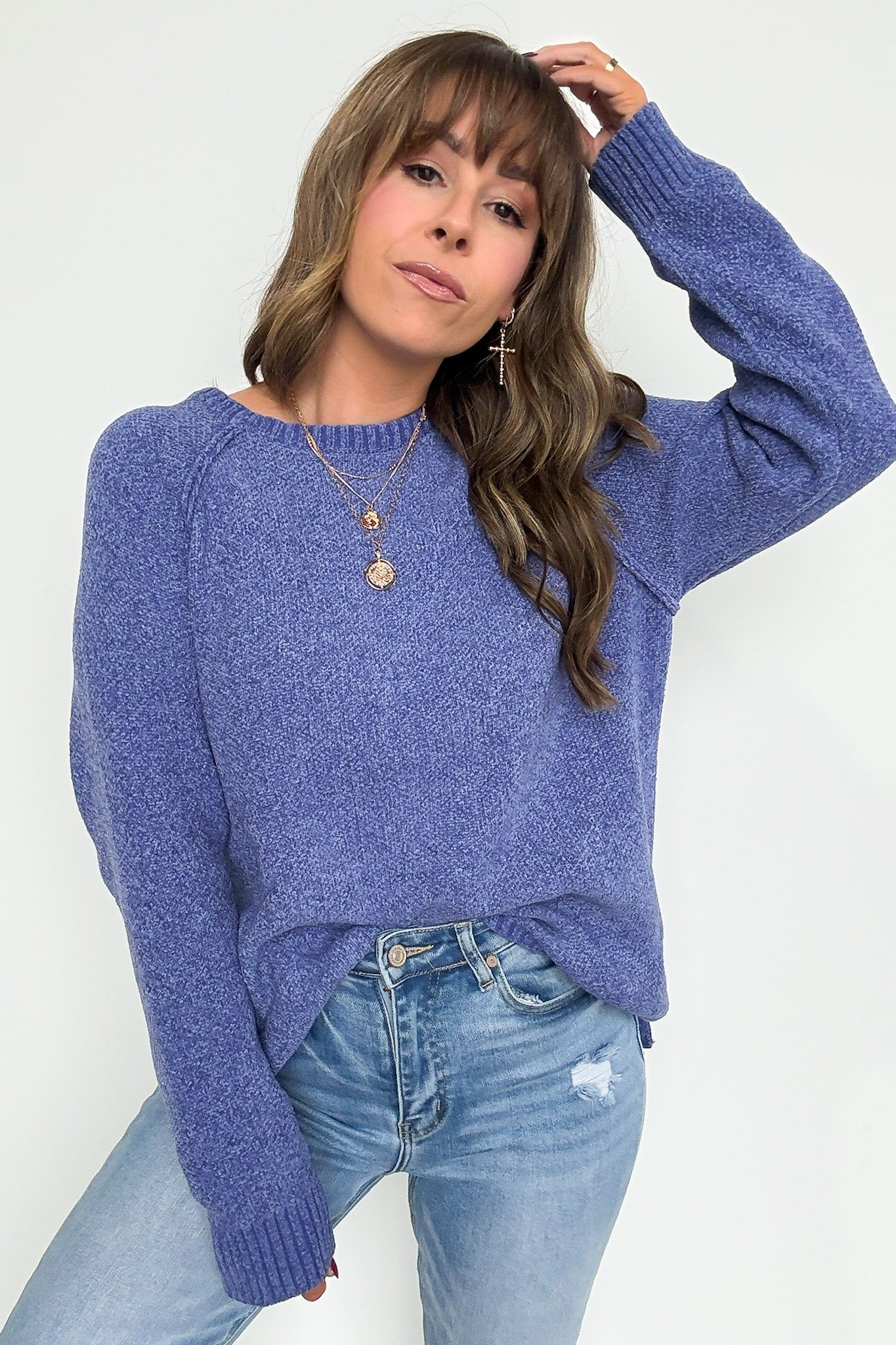 Marlin / S Easily Endearing Chenille Knit Raglan Sweater - BACK IN STOCK - Madison and Mallory