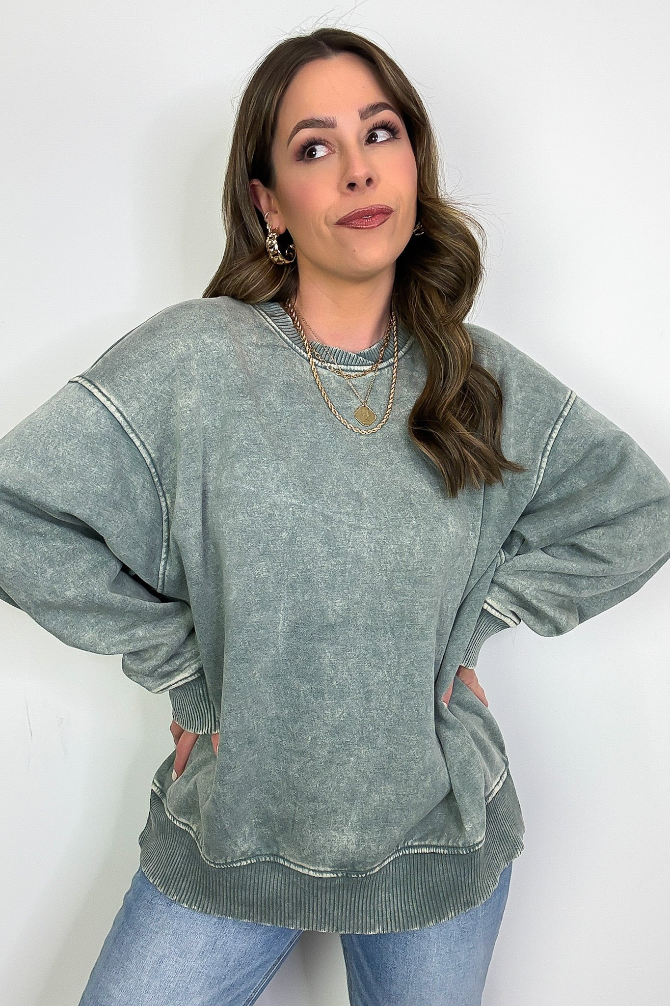 Cozy Vibes Acid Wash Oversized Pullover - BACK IN STOCK
