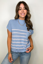 Anika Short Sleeve Striped Knit Top - Madison and Mallory