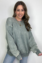 Cozy Vibes Acid Wash Oversized Pullover - BACK IN STOCK