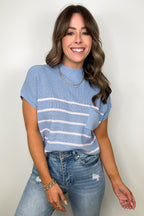 Anika Short Sleeve Striped Knit Top - Madison and Mallory