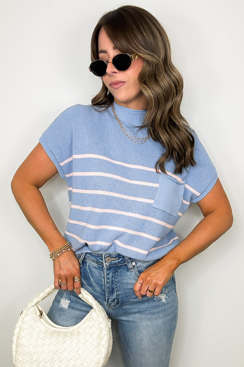 Anika Short Sleeve Striped Knit Top - Madison and Mallory