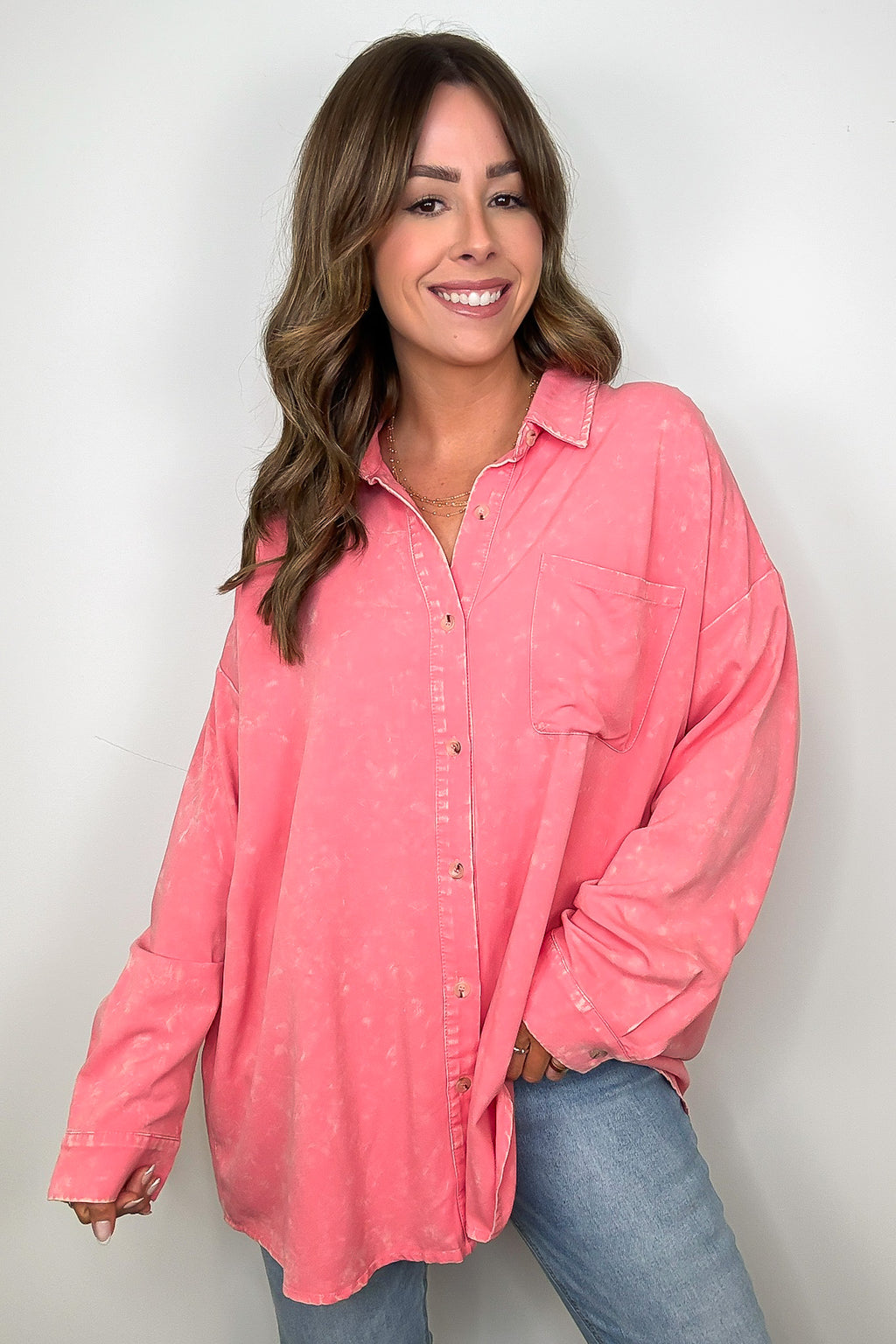 Margot Mineral Wash Button Down Top - FINAL SALE - Madison and Mallory