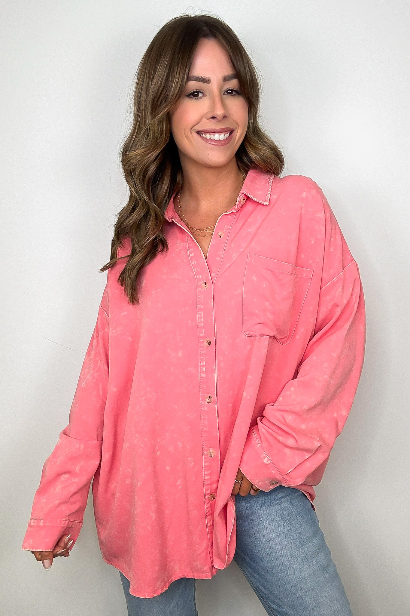 Margot Mineral Wash Button Down Top - Madison and Mallory