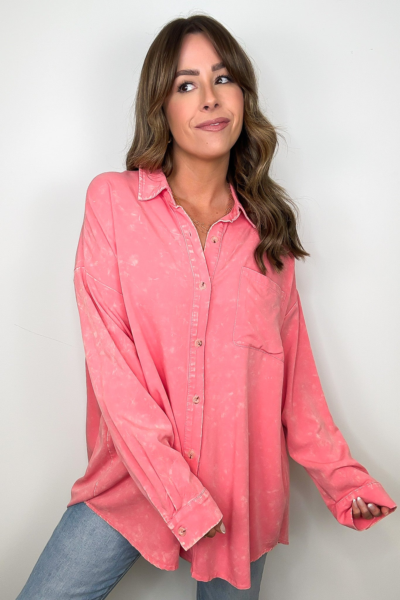 Margot Mineral Wash Button Down Top - Madison and Mallory