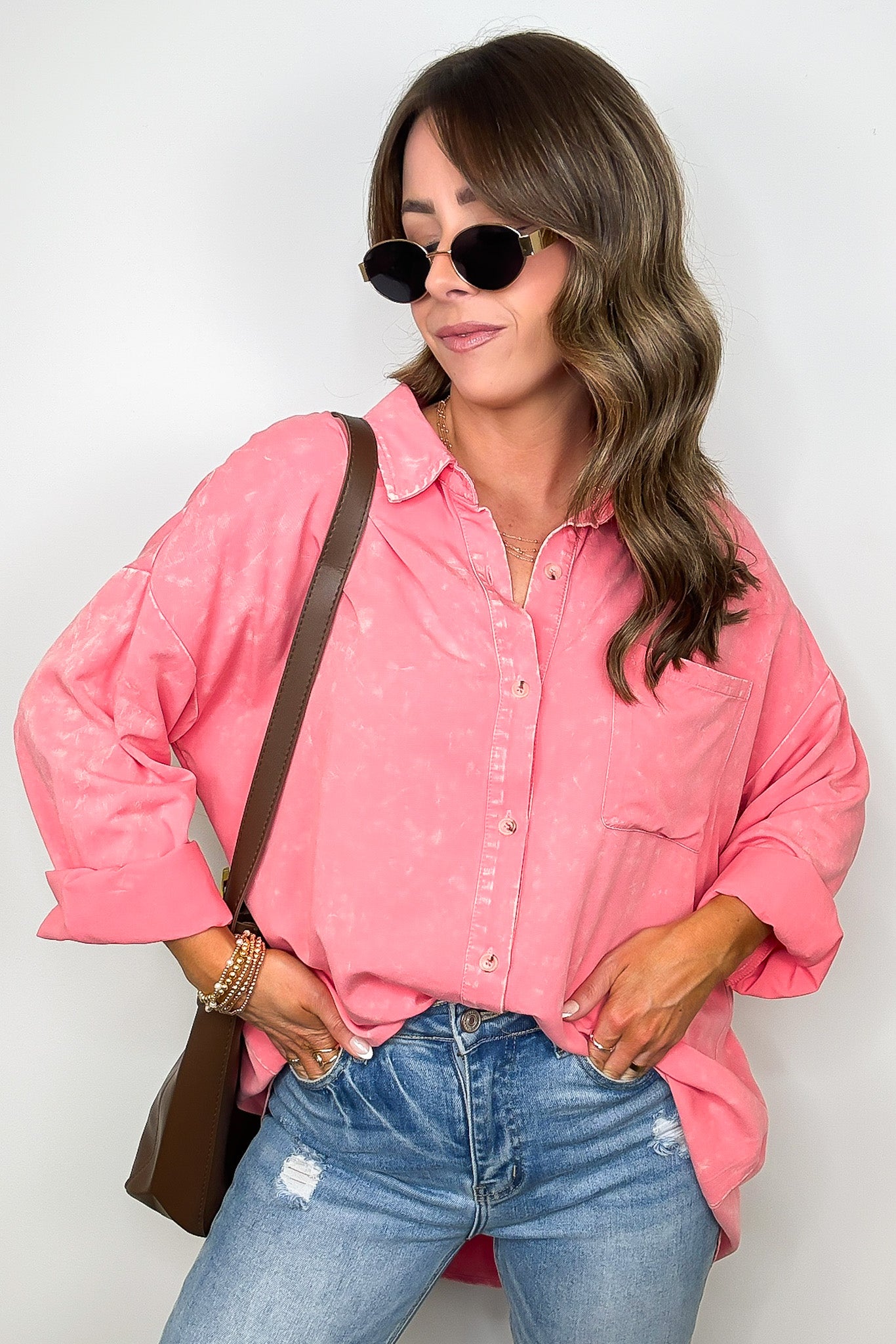 Margot Mineral Wash Button Down Top - Madison and Mallory