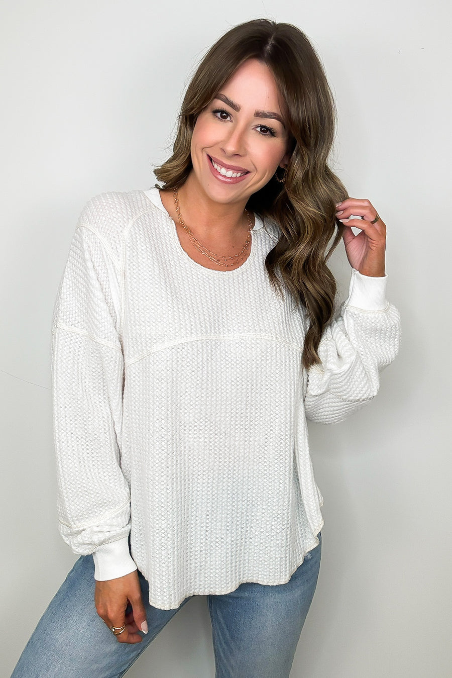 Larsyn Waffle Knit Relaxed Fit Top - Madison and Mallory