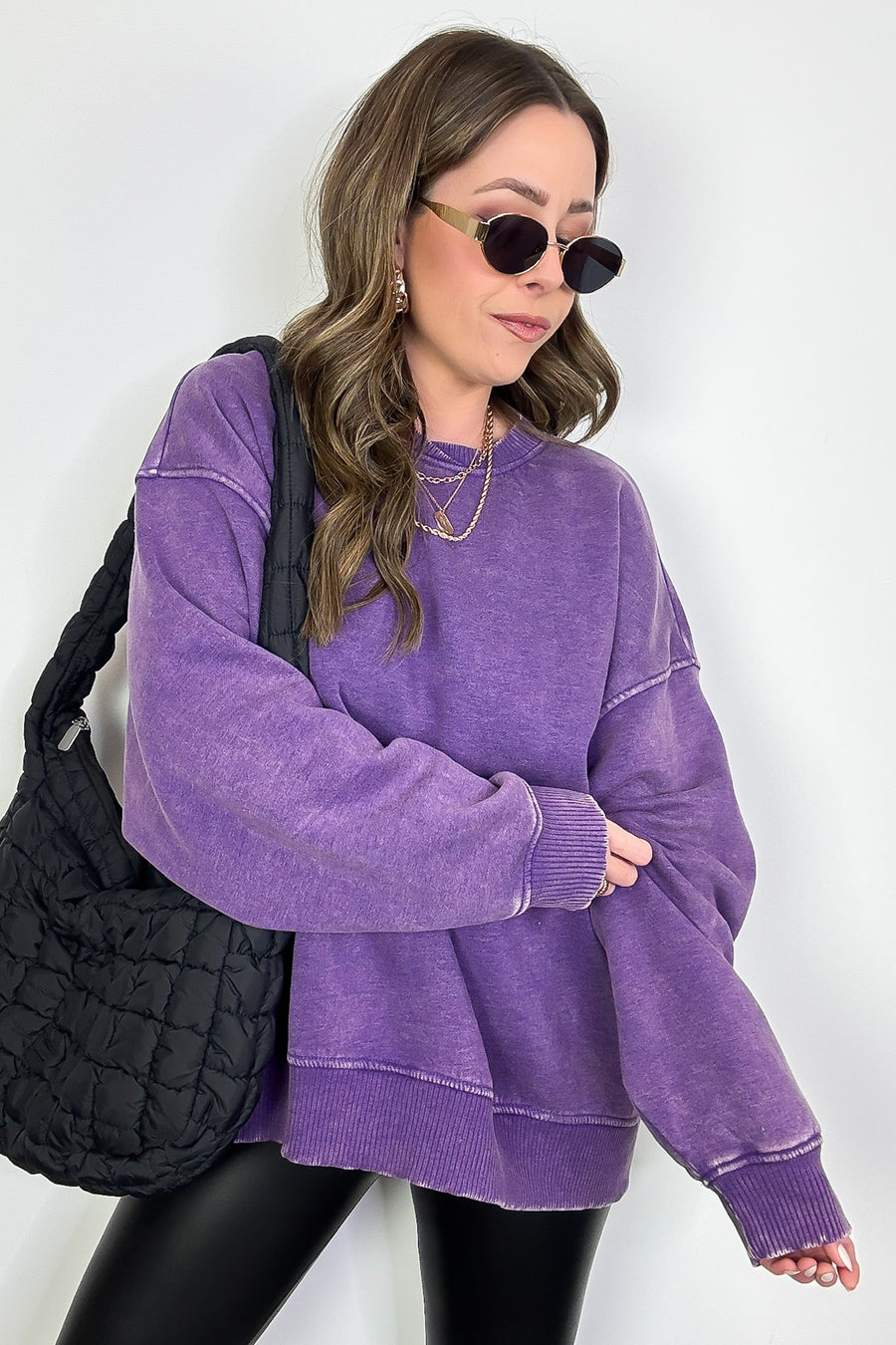 Violet / SM Cozy Vibes Acid Wash Oversized Pullover - BACK IN STOCK - Madison and Mallory