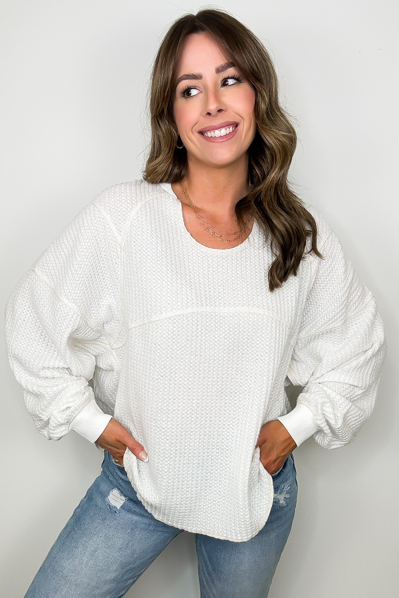 Larsyn Waffle Knit Relaxed Fit Top - FINAL SALE - Madison and Mallory