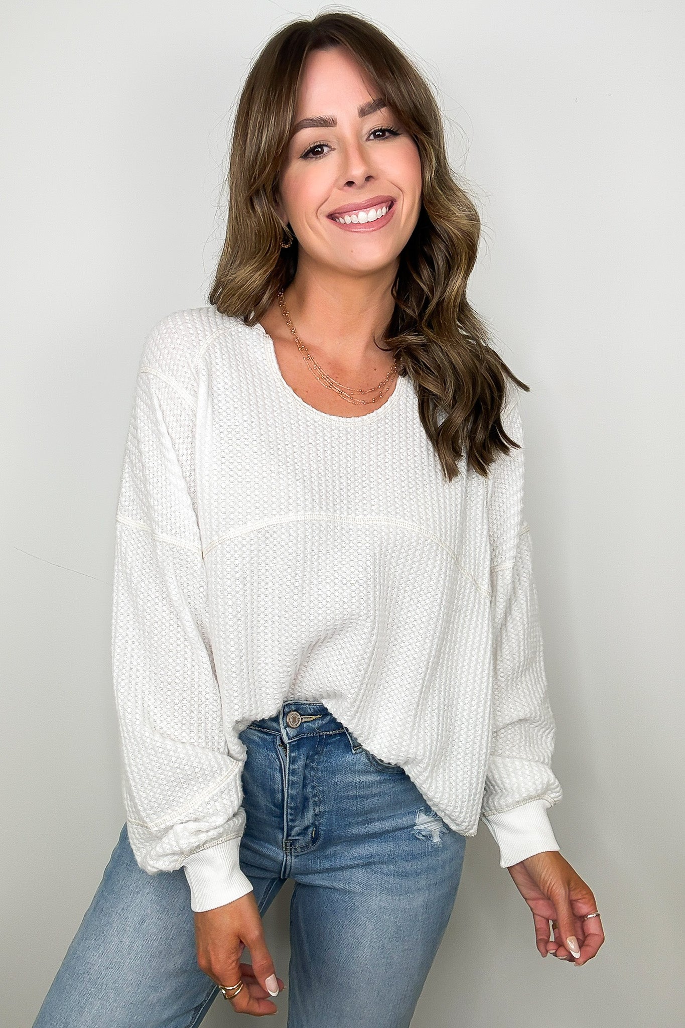 Larsyn Waffle Knit Relaxed Fit Top - FINAL SALE - Madison and Mallory