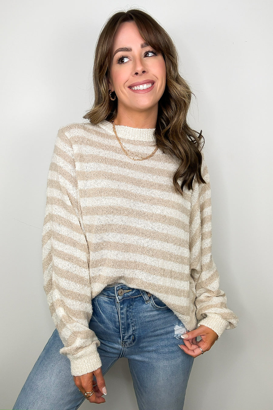 Salt Air Striped Batwing Sleeve Sweater - Madison and Mallory