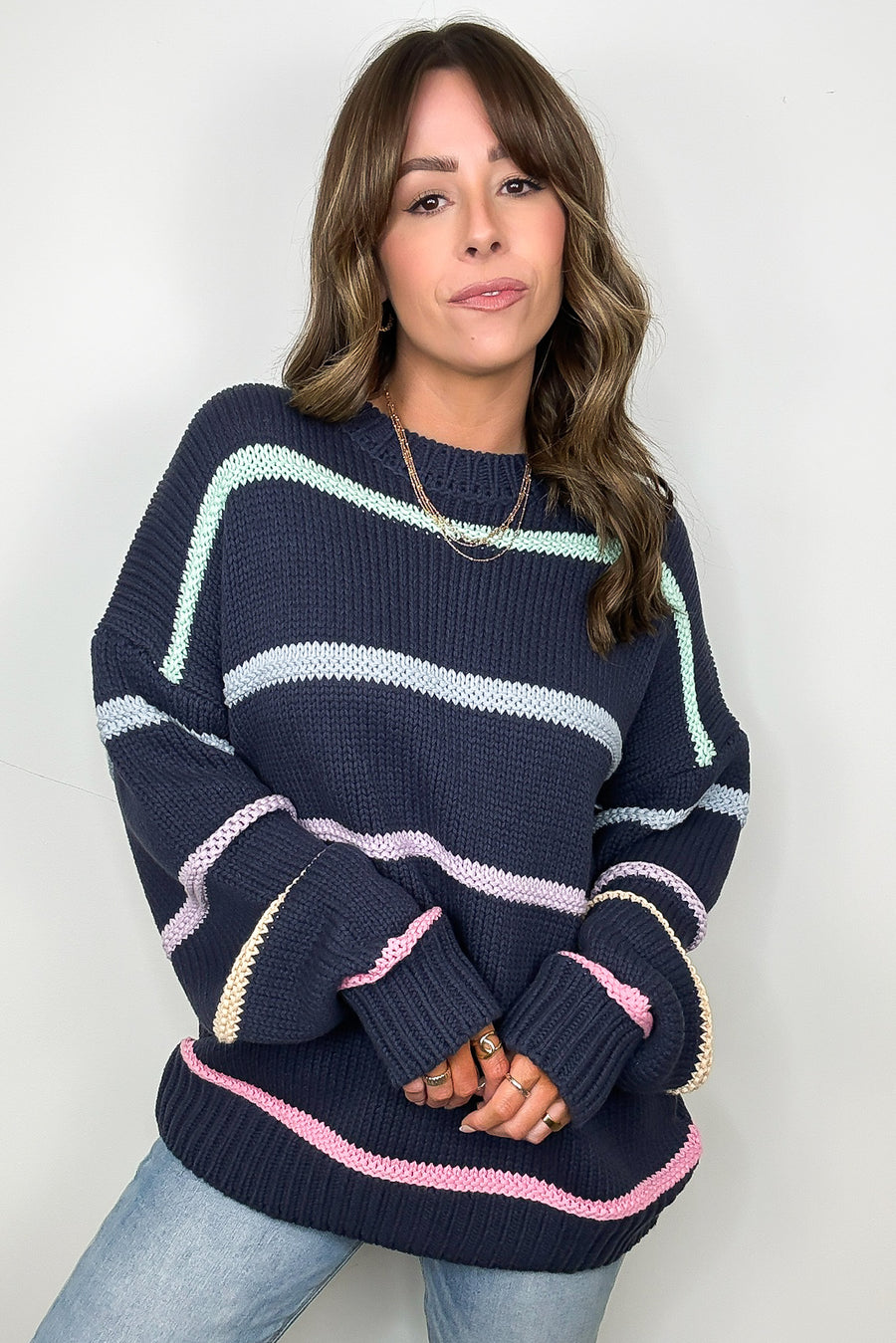 Cozy Feels Multi Color Stripe Knit Sweater - Madison and Mallory