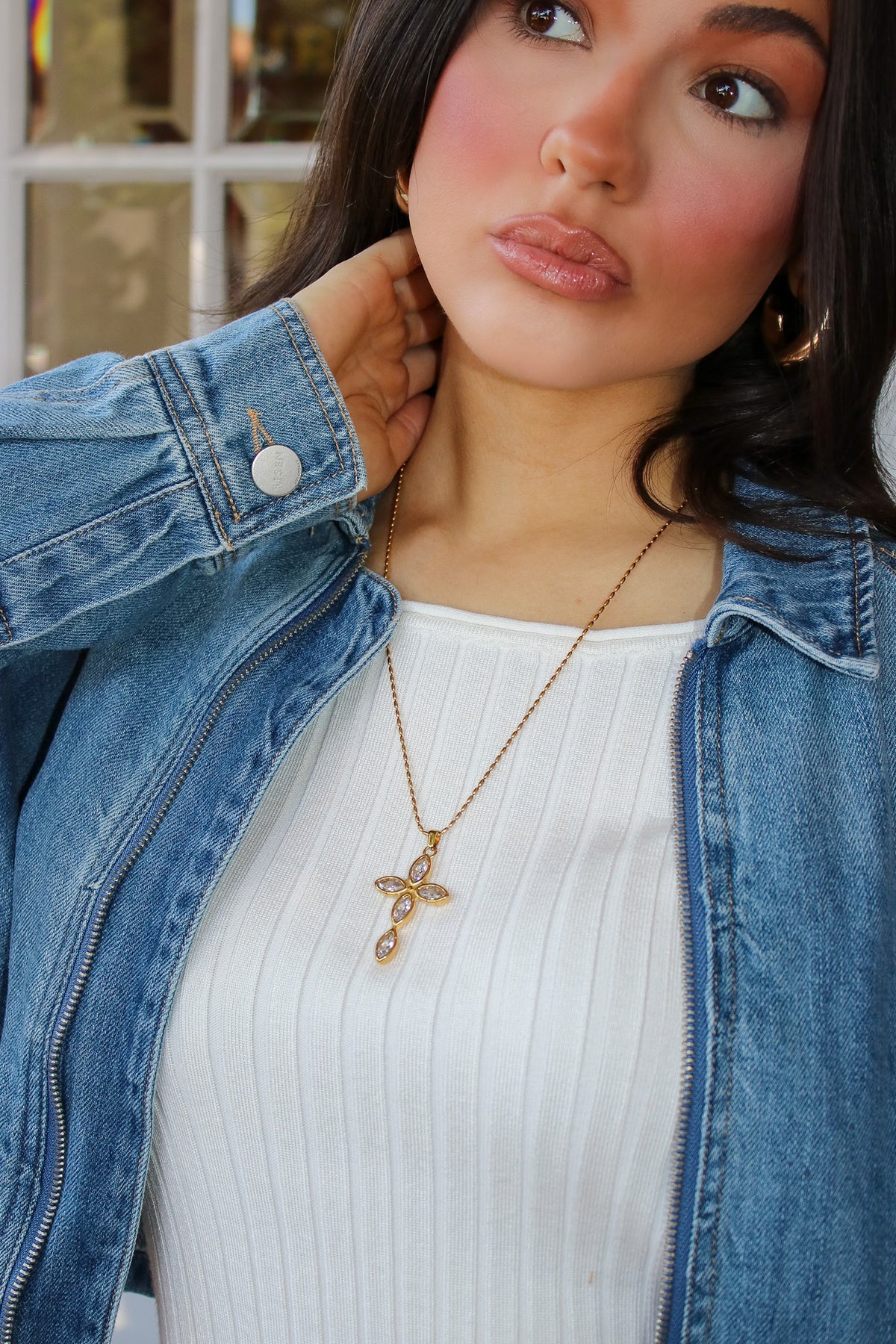 Gold Grace Light Cross Necklace - Madison and Mallory
