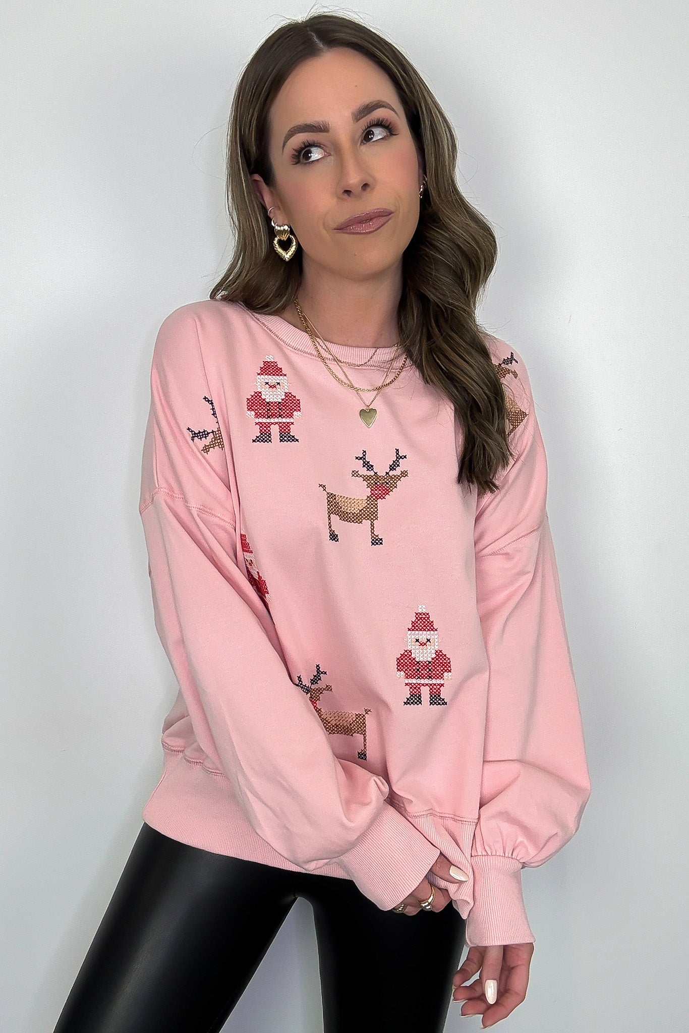 Rudolph and Santa Embroidered Sweater - Madison and Mallory