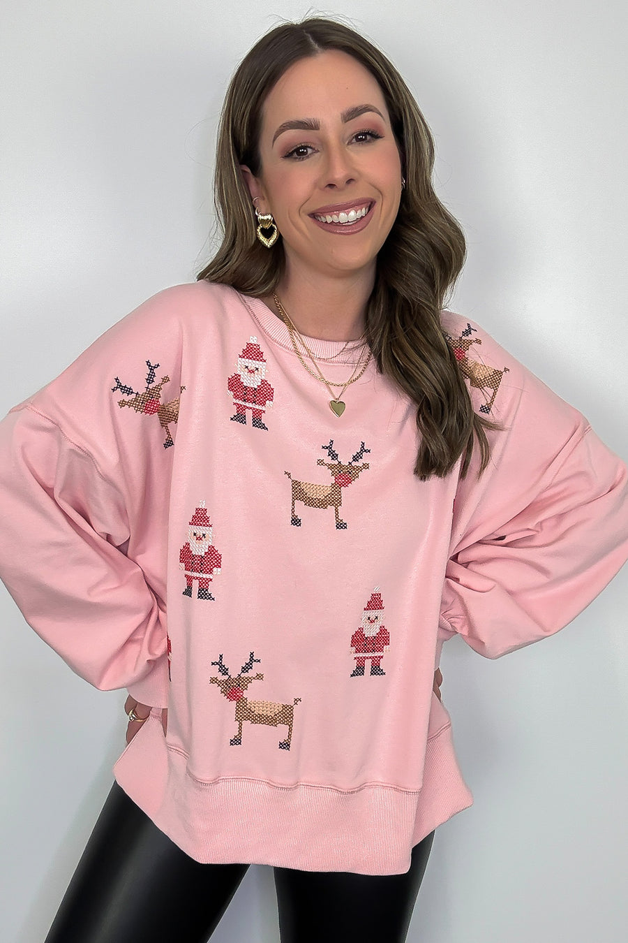 Rudolph and Santa Embroidered Sweater - Madison and Mallory