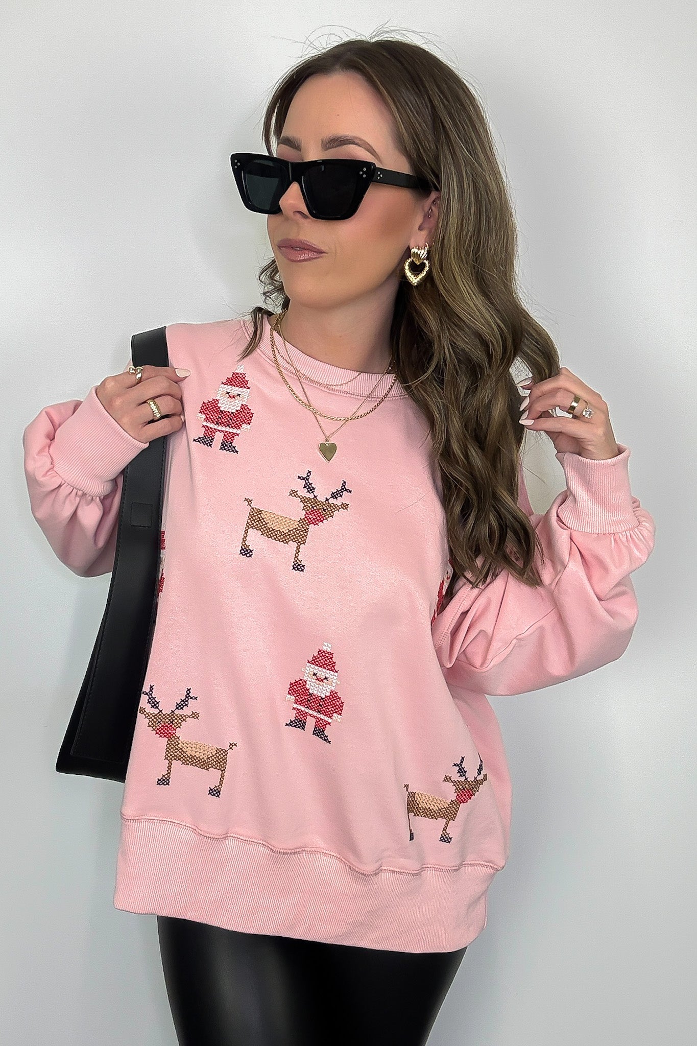 Rudolph and Santa Embroidered Sweater - Madison and Mallory