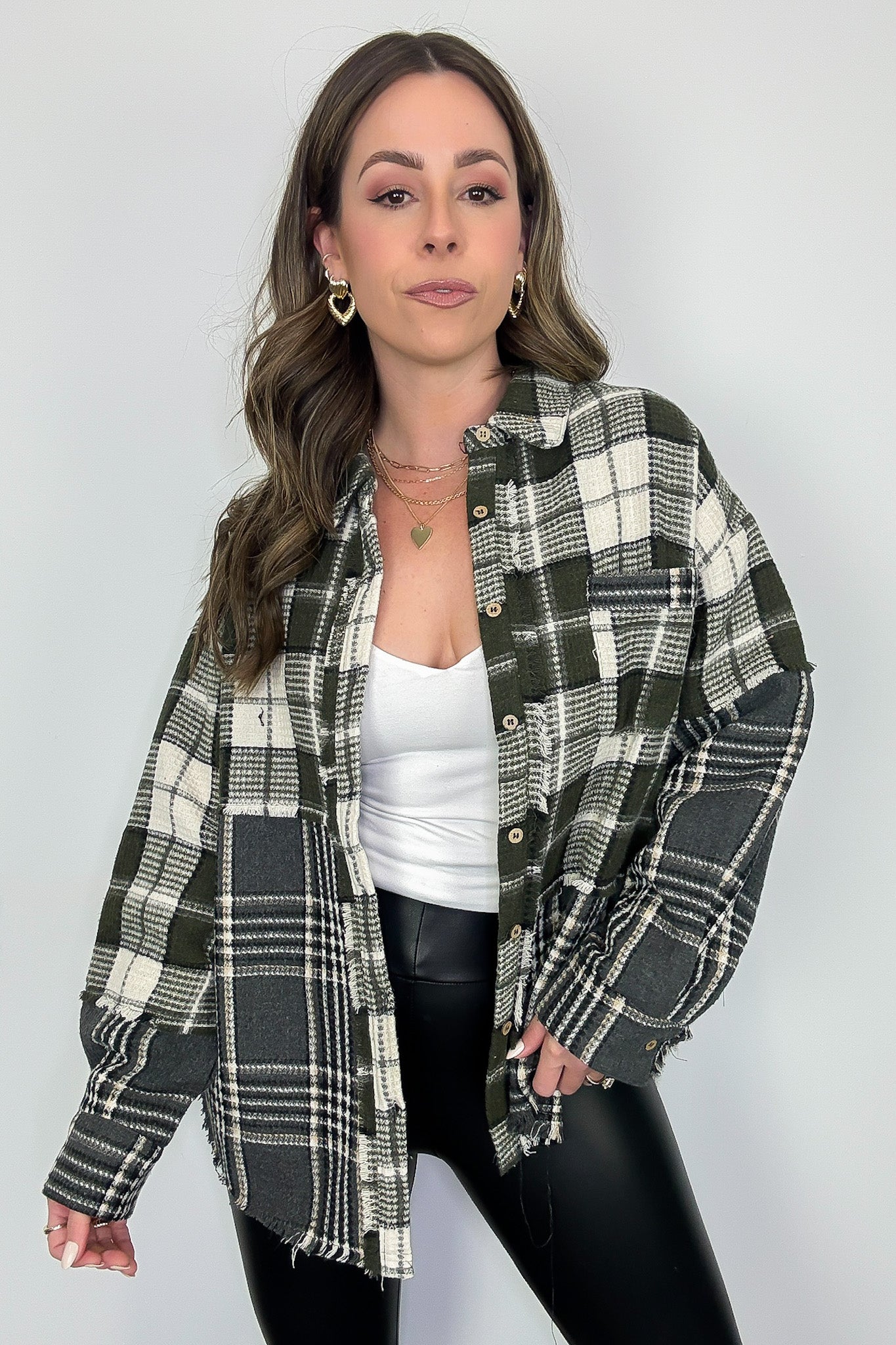 Notoriously Cool Mixed Plaid Oversized Shacket - Madison and Mallory