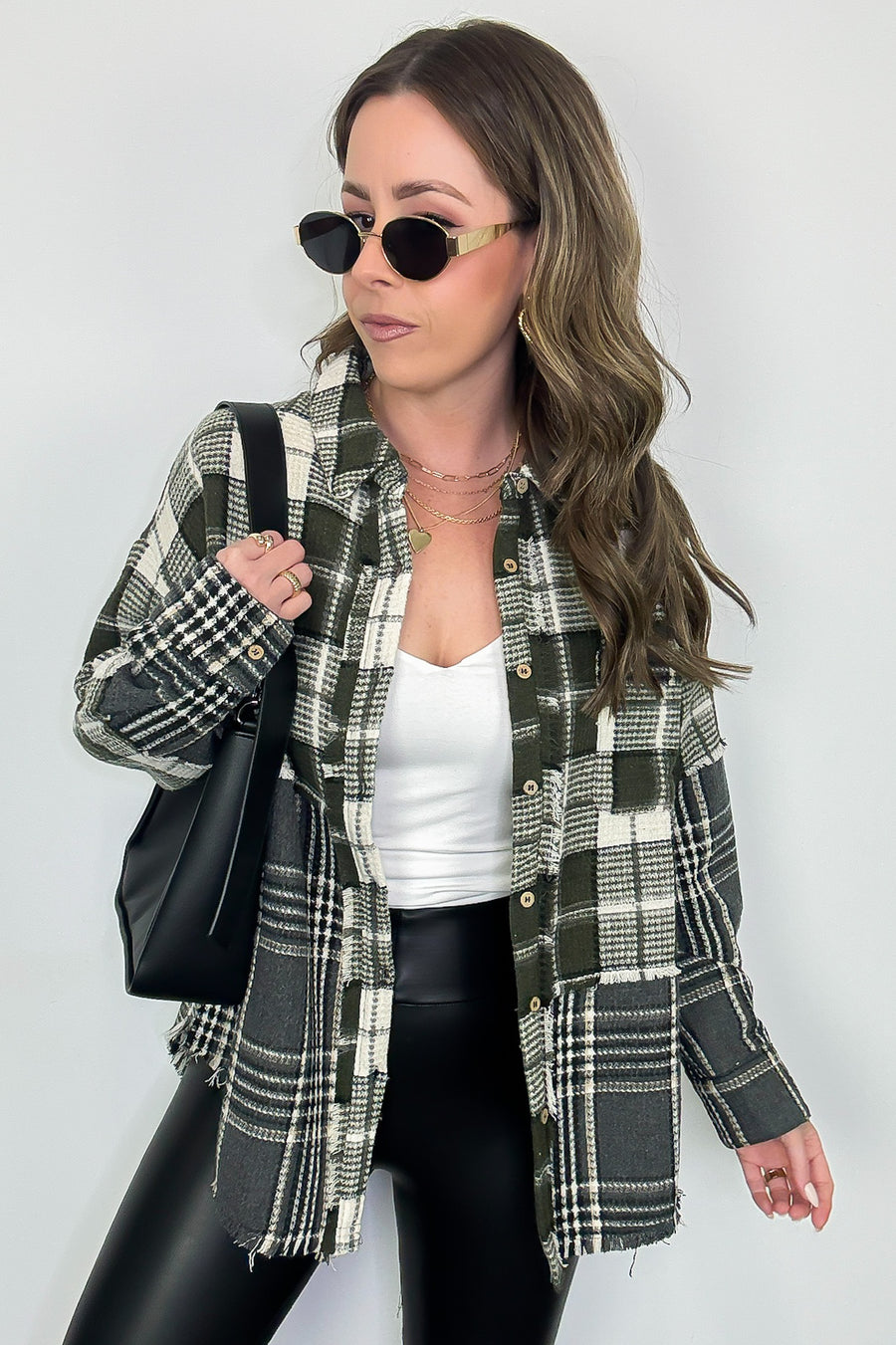 Notoriously Cool Mixed Plaid Oversized Shacket - Madison and Mallory