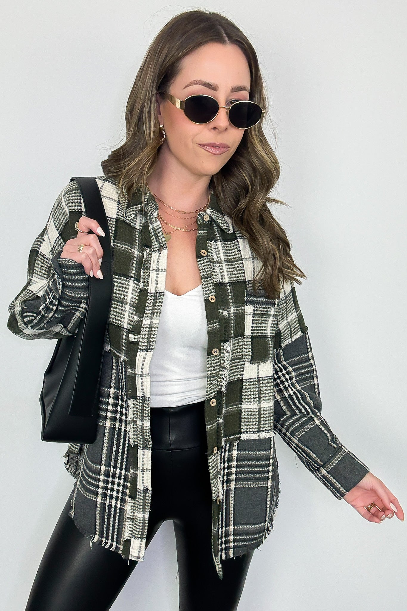 Notoriously Cool Mixed Plaid Oversized Shacket - Madison and Mallory