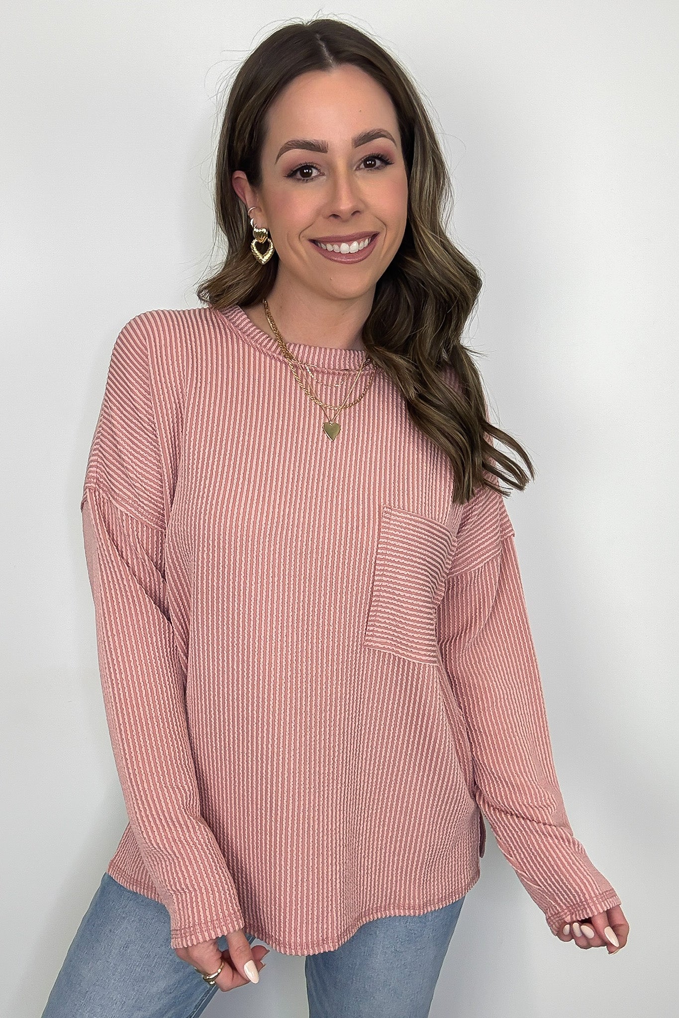 Maryanna Rib Knit Pocket Top - Madison and Mallory