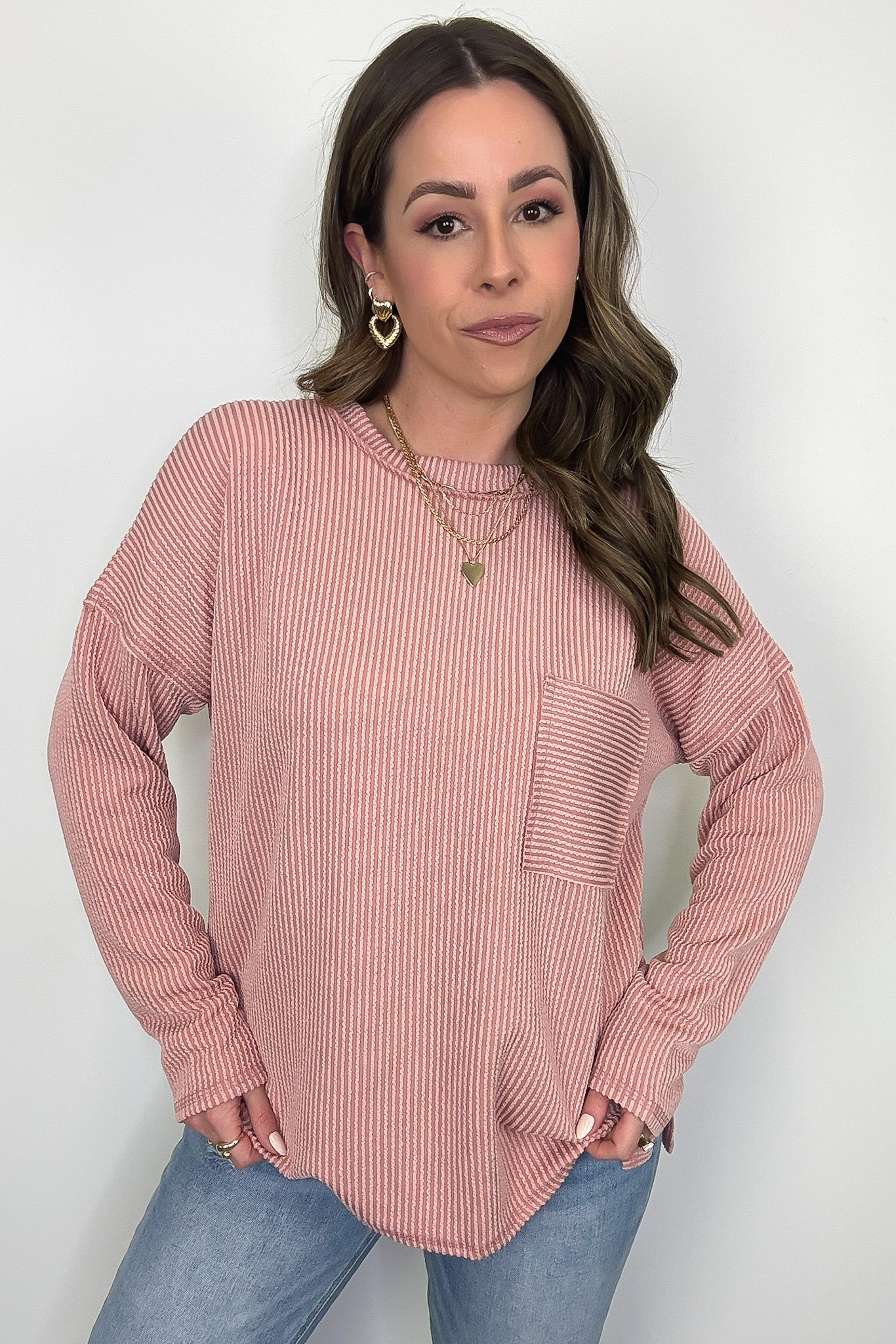 Maryanna Rib Knit Pocket Top - Madison and Mallory