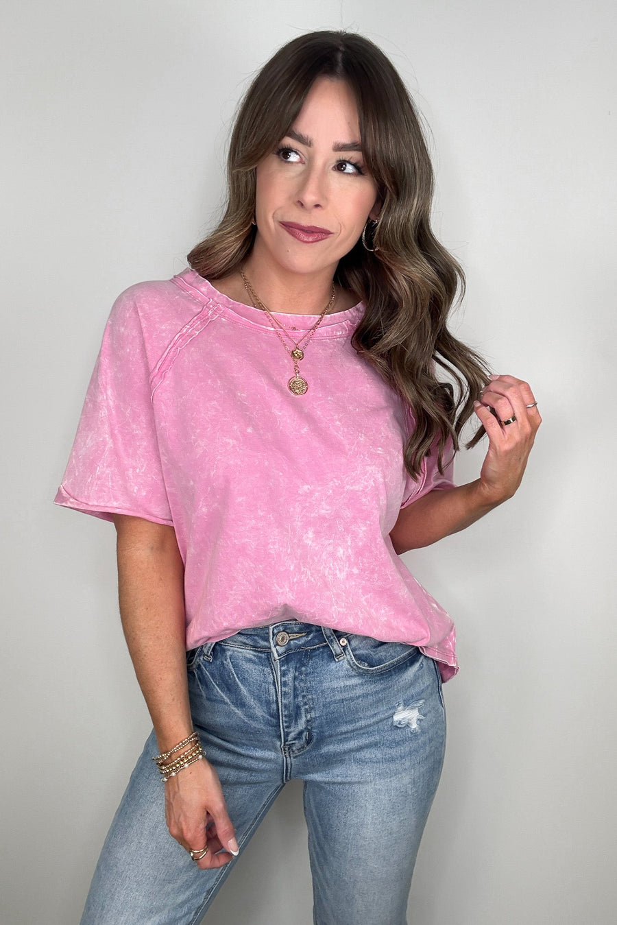 Candy Pink / S Carowyn Mineral Wash Relaxed Fit Top - BACK IN STOCK - Madison and Mallory