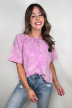 Bright Mauve / S Carowyn Mineral Wash Relaxed Fit Top - Madison and Mallory