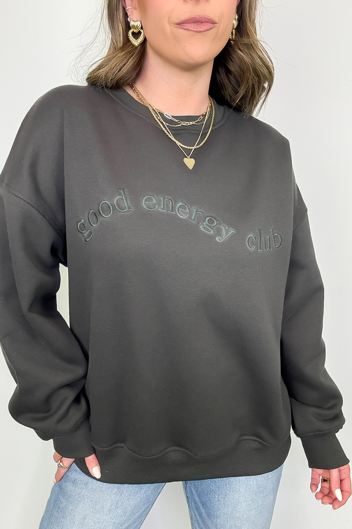 Good Energy Club Embroidered Relaxed Fit Pullover - Madison and Mallory