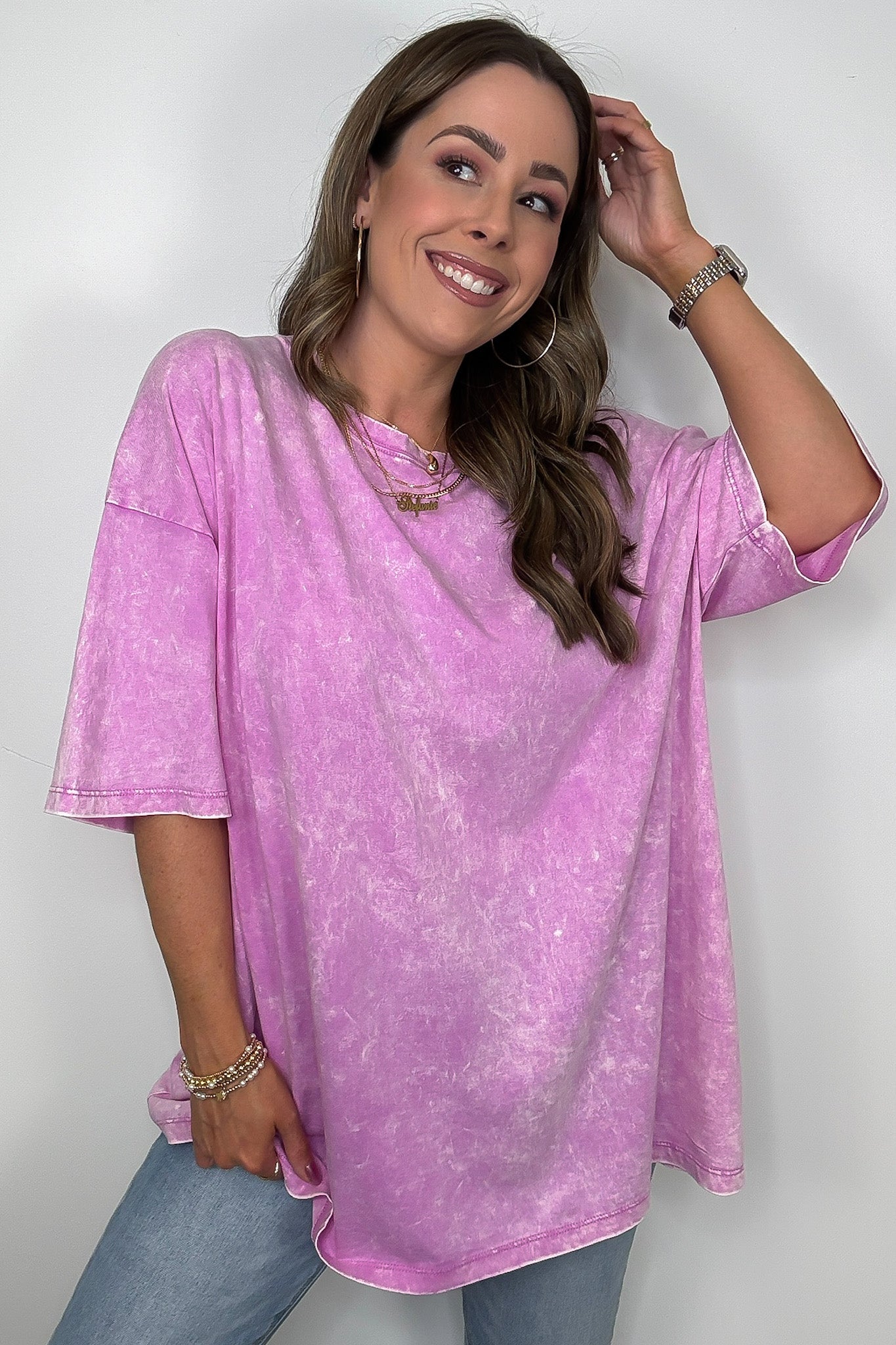 Bright Mauve / SM Weekend Awaits Mineral Wash Oversized Top - BACK IN STOCK - Madison and Mallory