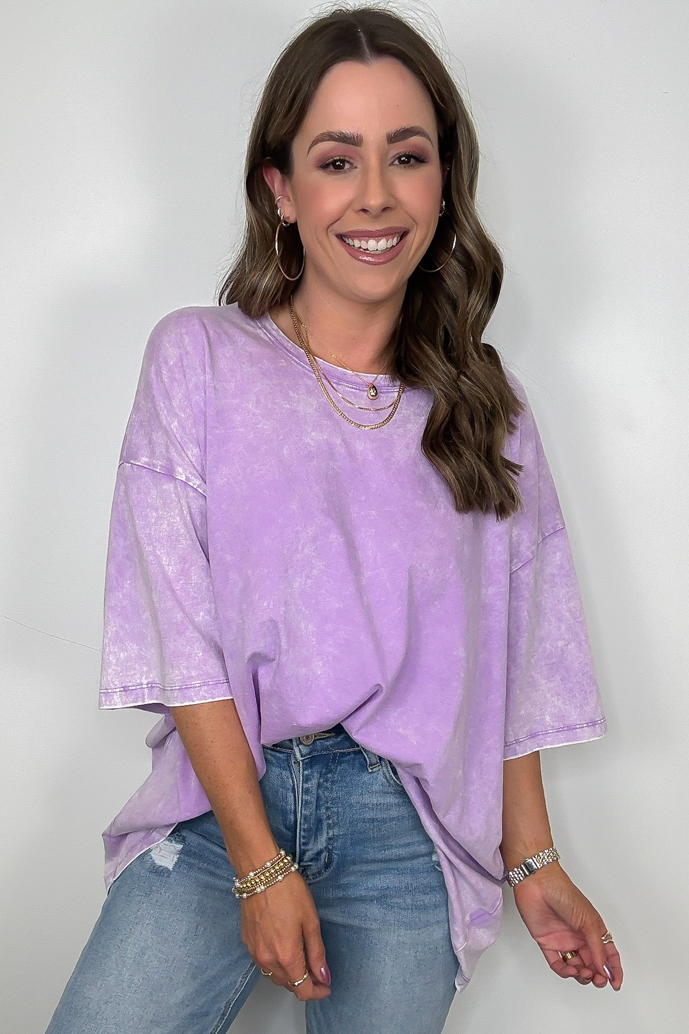 Bright Lavender / SM Weekend Awaits Mineral Wash Oversized Top - BACK IN STOCK - Madison and Mallory