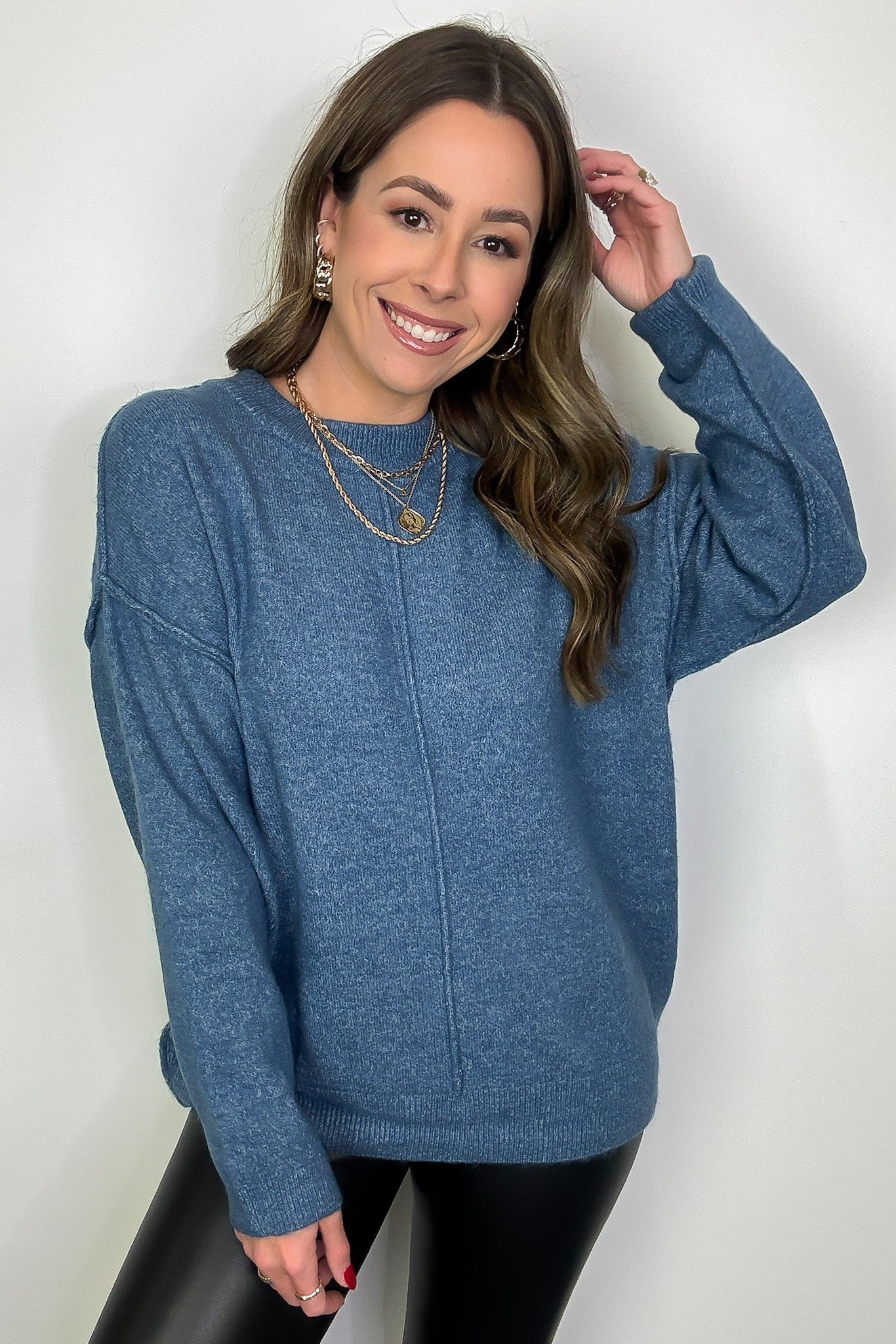 Comfort Code Front Seam Round Neck Sweater - BACK IN STOCK - Madison and Mallory