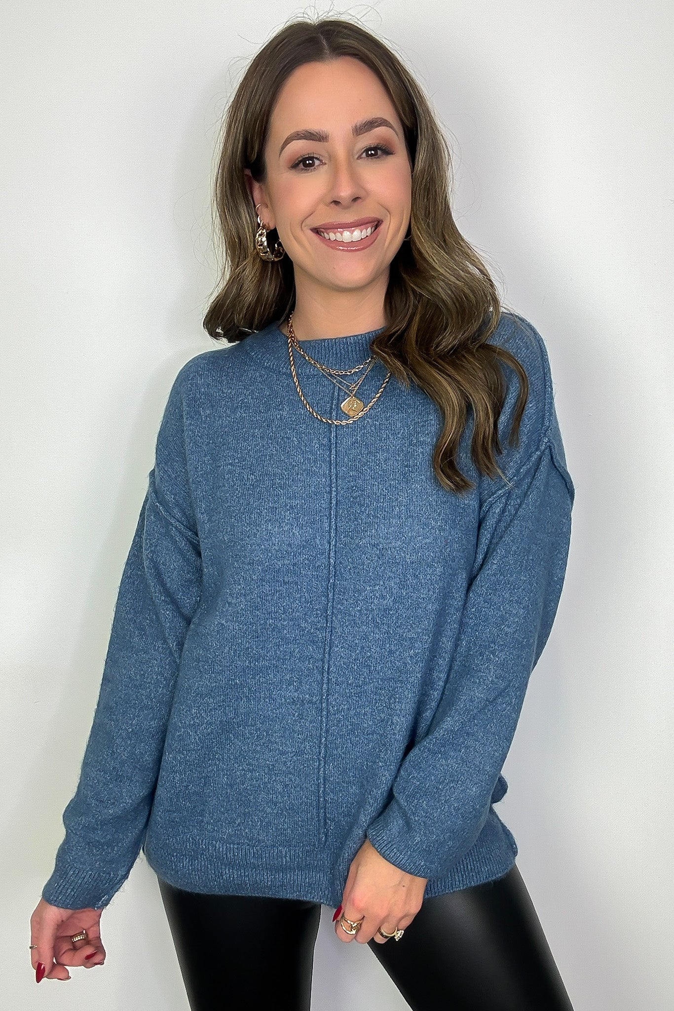 Comfort Code Front Seam Round Neck Sweater - BACK IN STOCK - Madison and Mallory