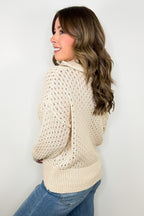 Megan Open Knit Quarter Zip Sweater - FINAL SALE - Madison and Mallory