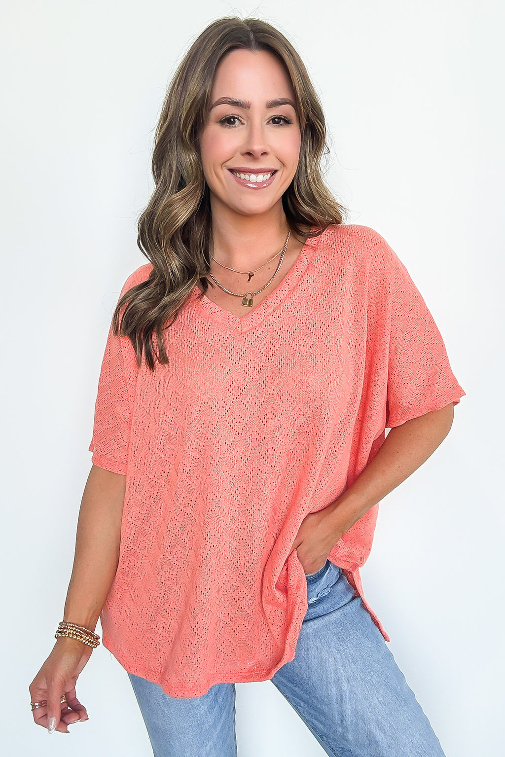 Lanai V-Neck Crochet Top - BACK IN STOCK - Madison and Mallory