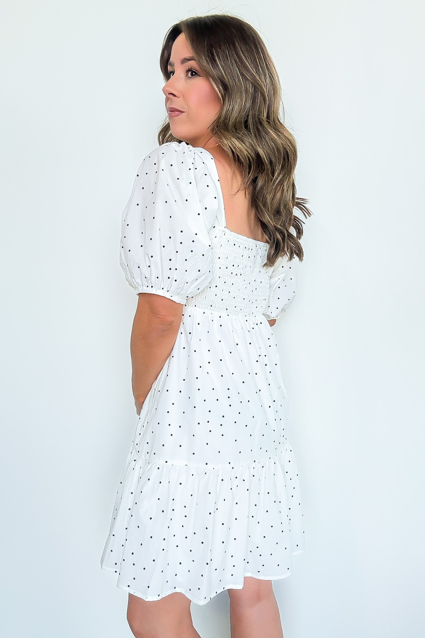 Calista Square Neck Dot Dress - FINAL SALE - Madison and Mallory