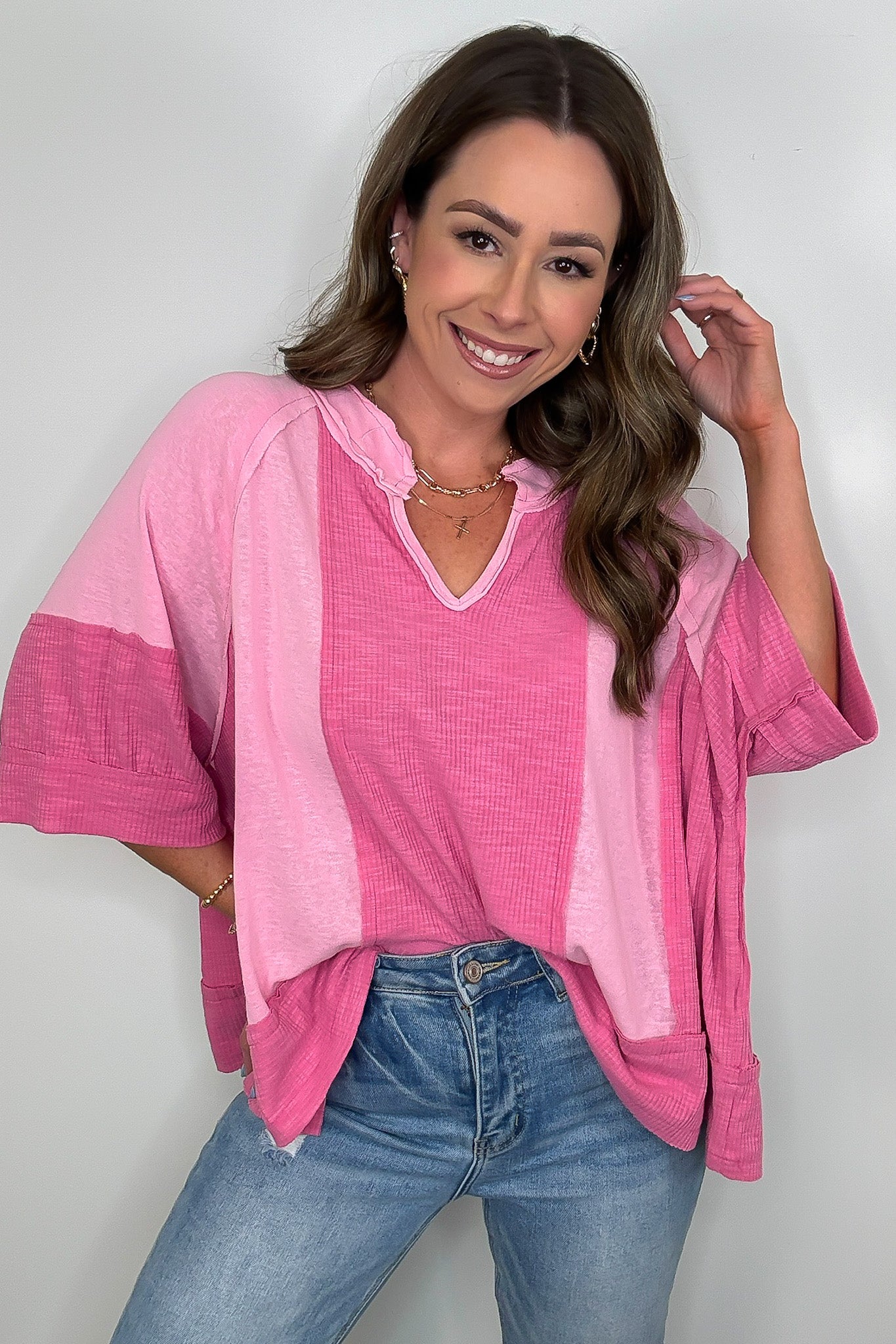 Aurora Dreams Oversized Color Block Contrast Top - Madison and Mallory