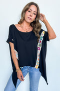 Black / S Liz Crochet Trim Batwing Top - BACK IN STOCK - Madison and Mallory