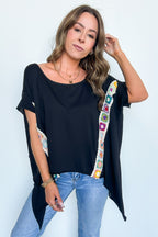 Black / S Liz Crochet Trim Batwing Top - BACK IN STOCK - Madison and Mallory