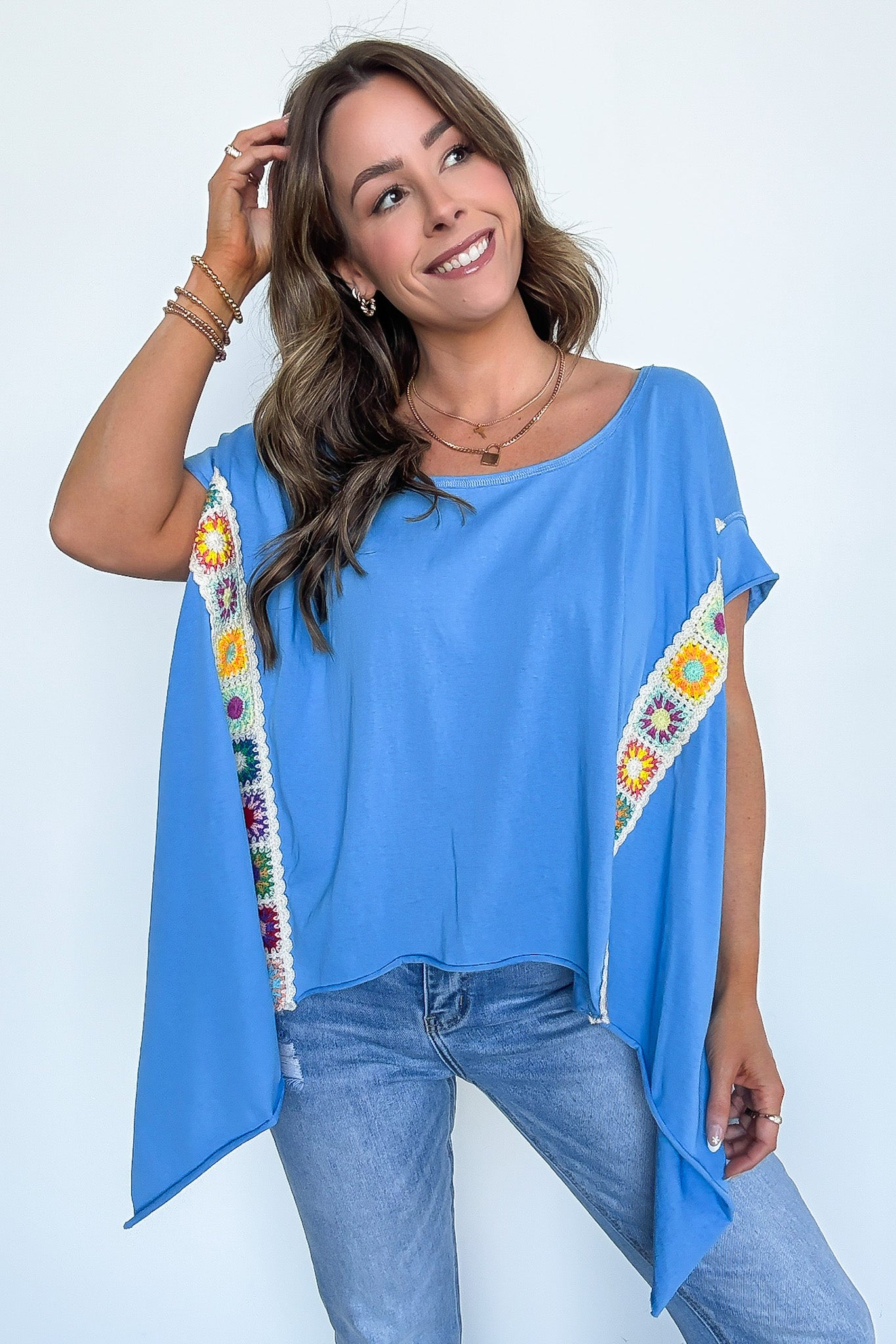 Liz Crochet Trim Batwing Top - BACK IN STOCK - Madison and Mallory