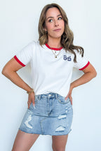 White/Red / S Retro Graphic 85 Ringer Top - FINAL SALE - Madison and Mallory