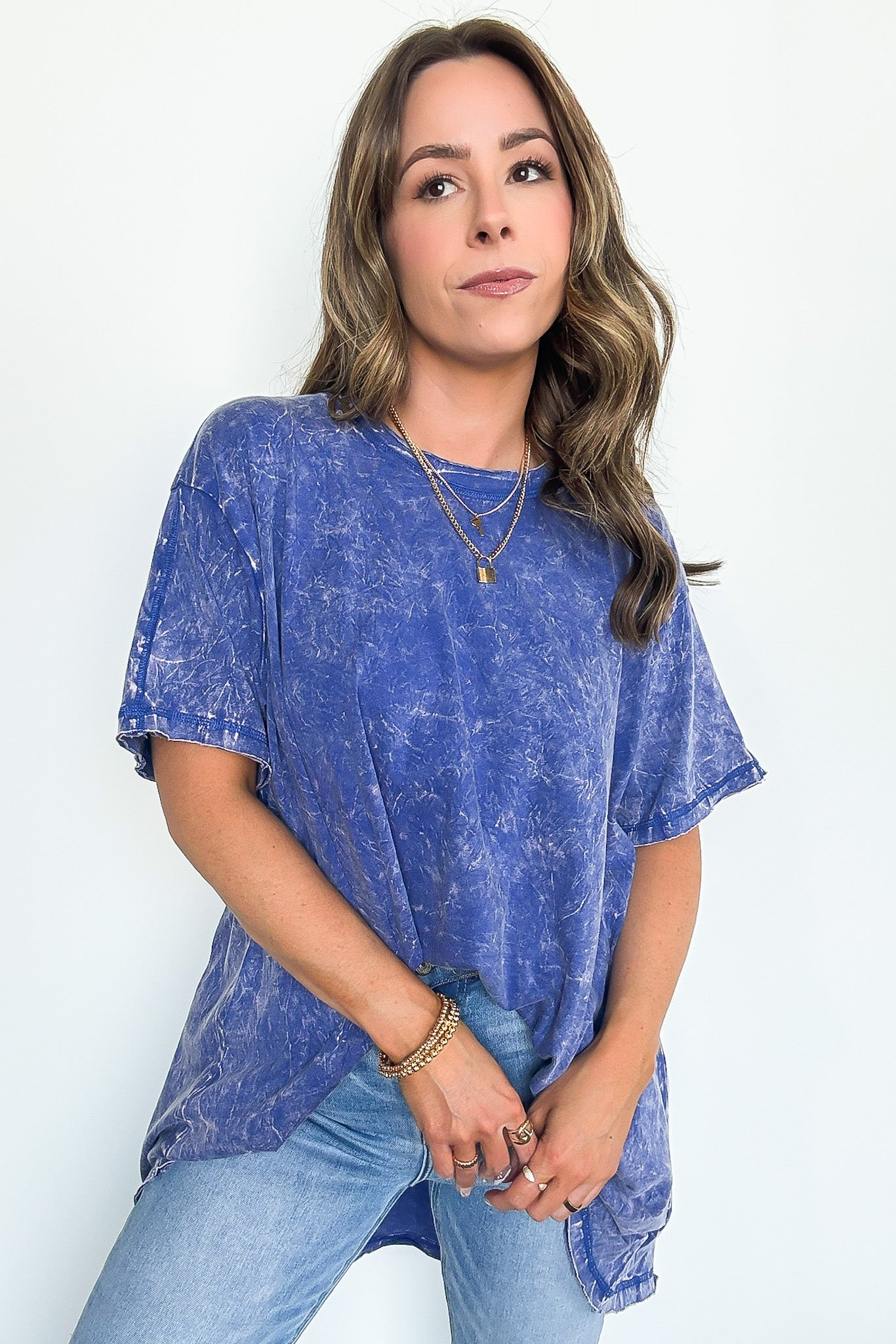 Blueberry / SM Kala Washed Drop Shoulder Relaxed Top - BACK IN STOCK - Madison and Mallory