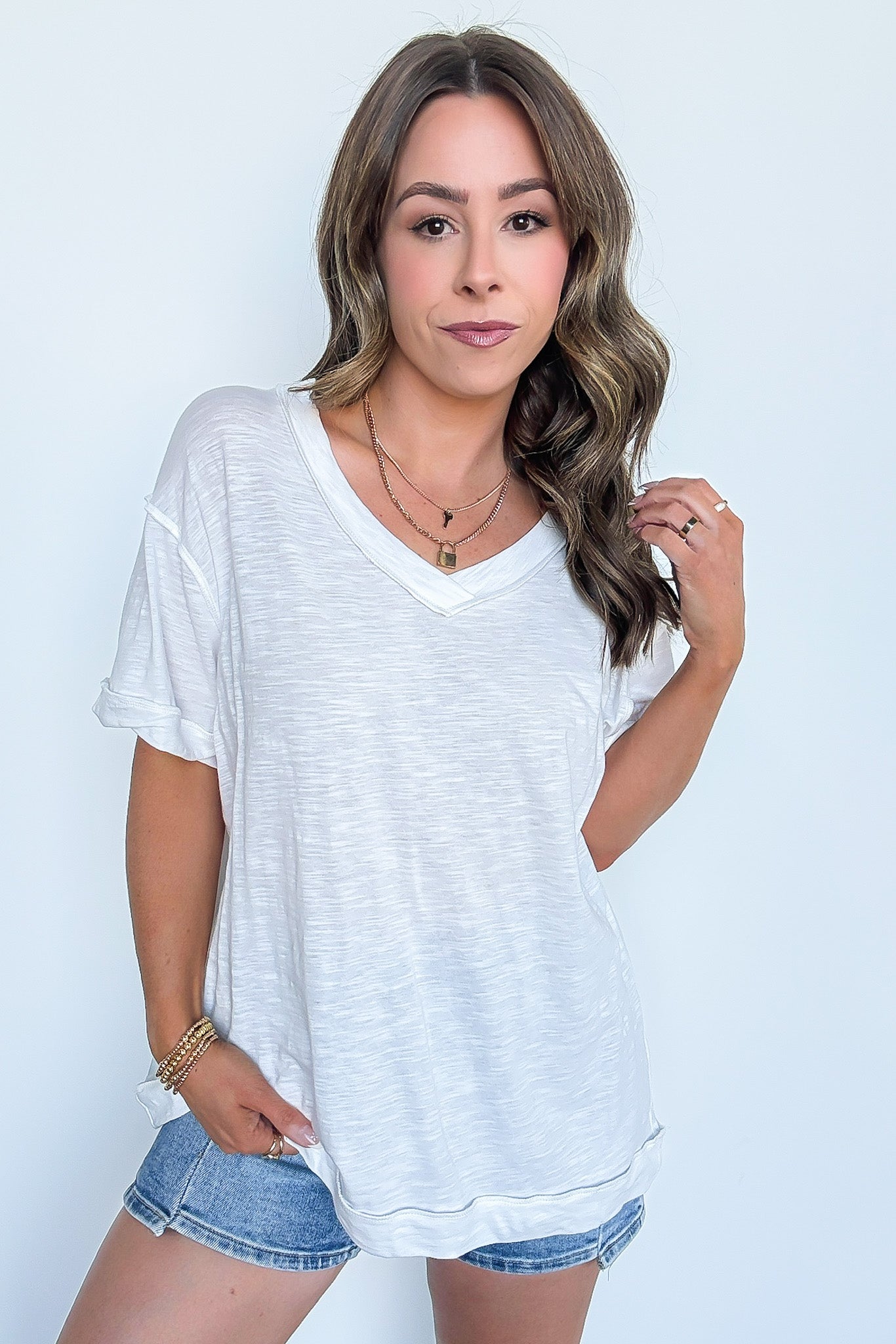 Retro Pop Relaxed V-Neck Short Sleeve Top - Madison and Mallory