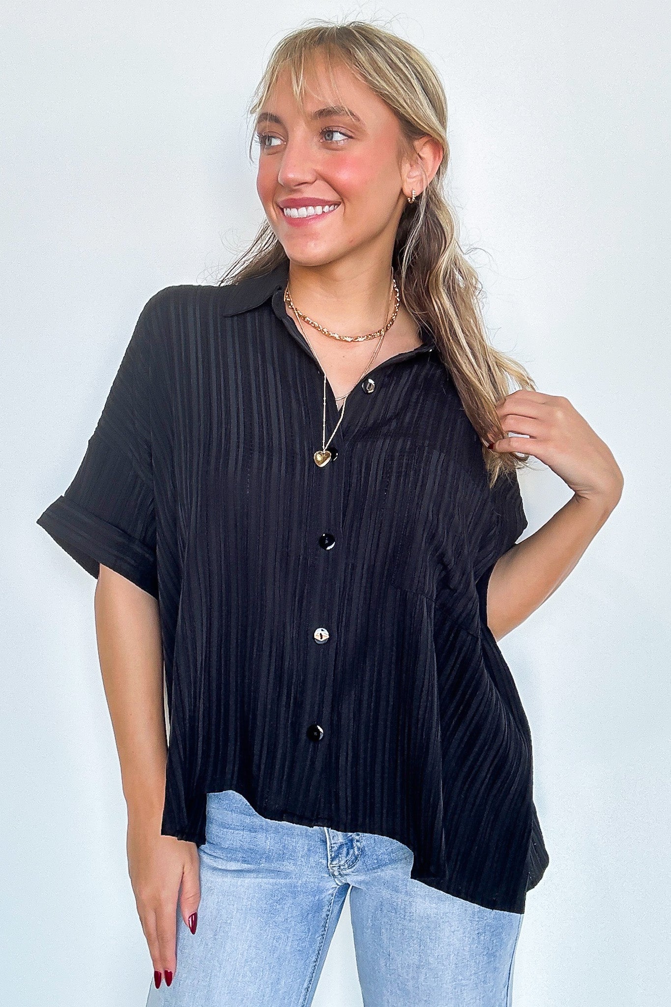 Danielle Short Sleeve Button Down Top - Madison and Mallory