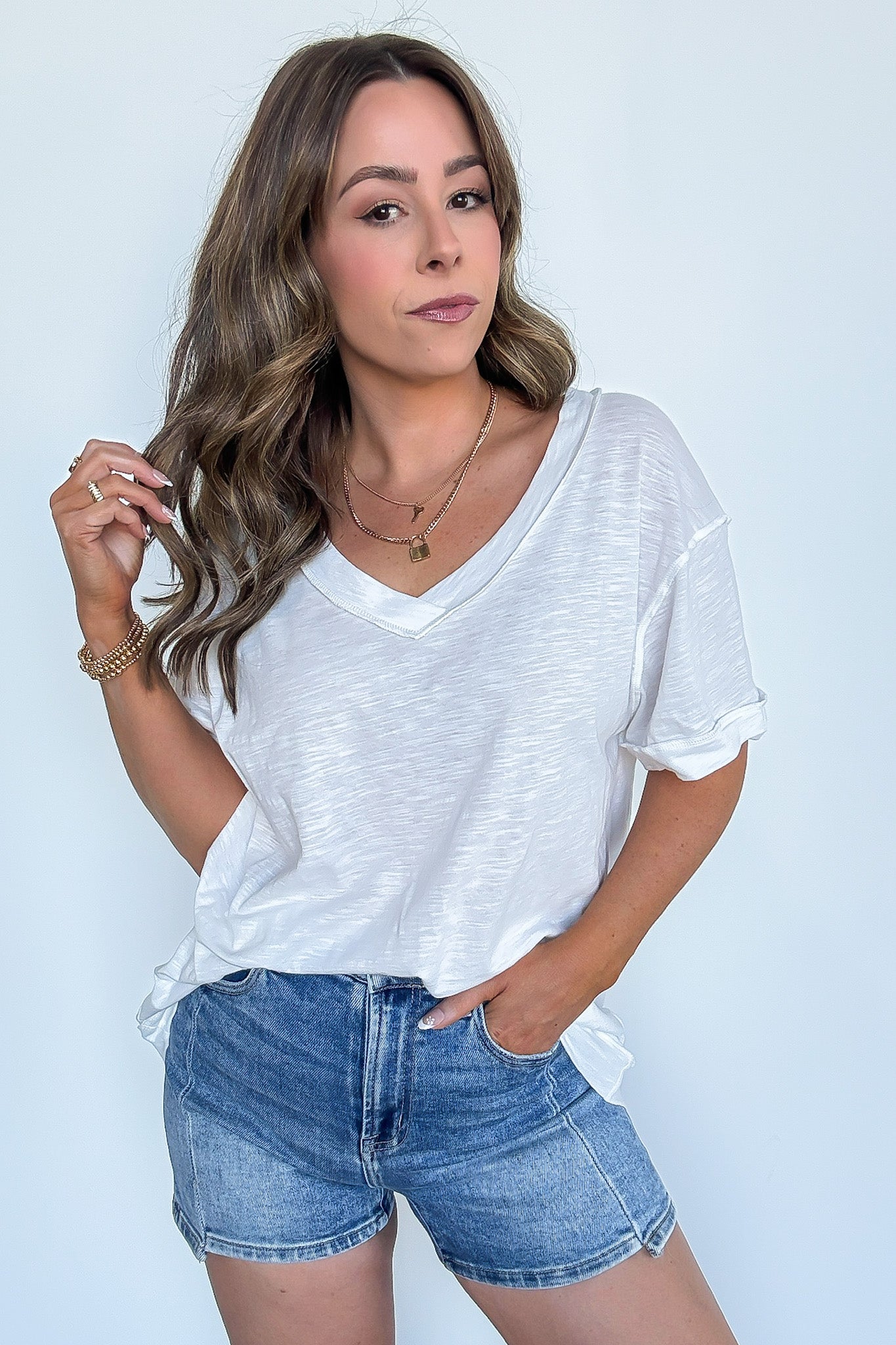 Retro Pop Relaxed V-Neck Short Sleeve Top - Madison and Mallory