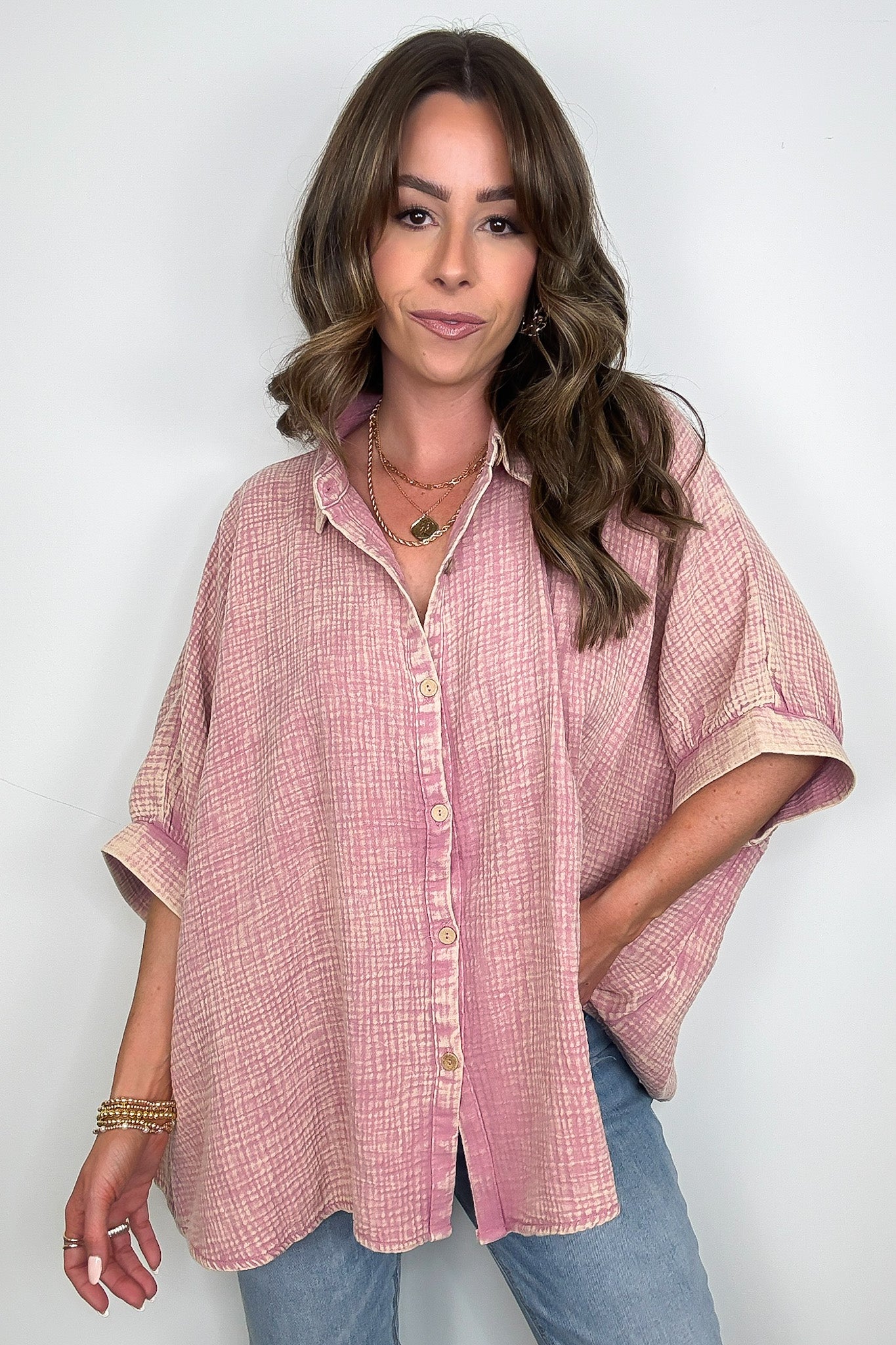 Carleen Washed Gauze Button Down Top - BACK IN STOCK - Madison and Mallory