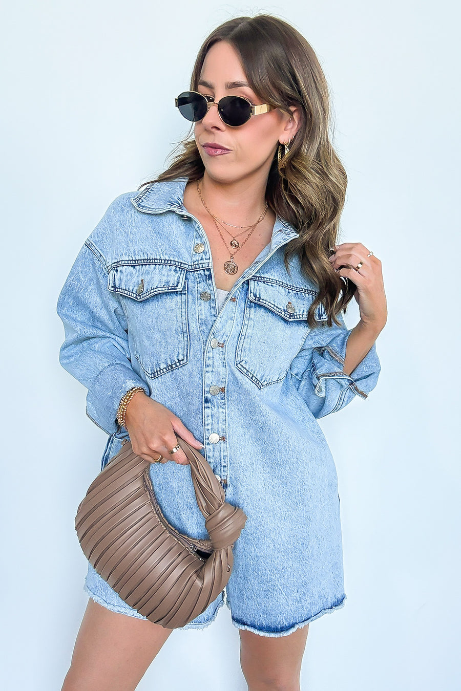 Trina Mineral Wash Button Down Oversized Romper - Madison and Mallory