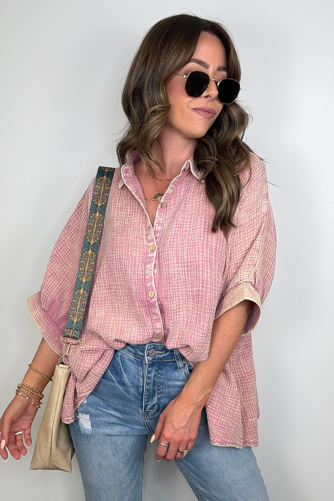 Carleen Washed Gauze Button Down Top - BACK IN STOCK - Madison and Mallory