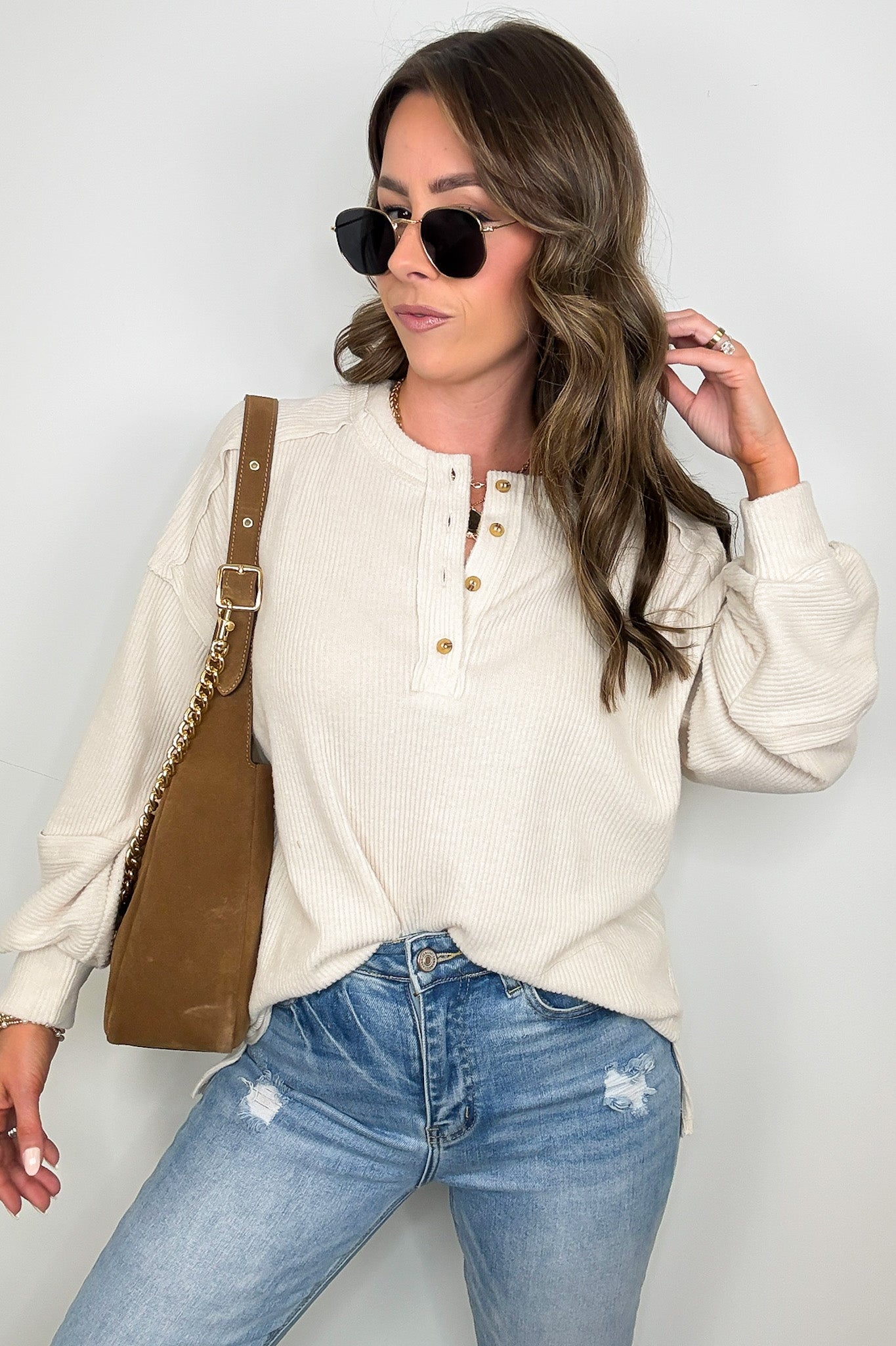 Cozy Outcome Ribbed Henley Top - Madison and Mallory