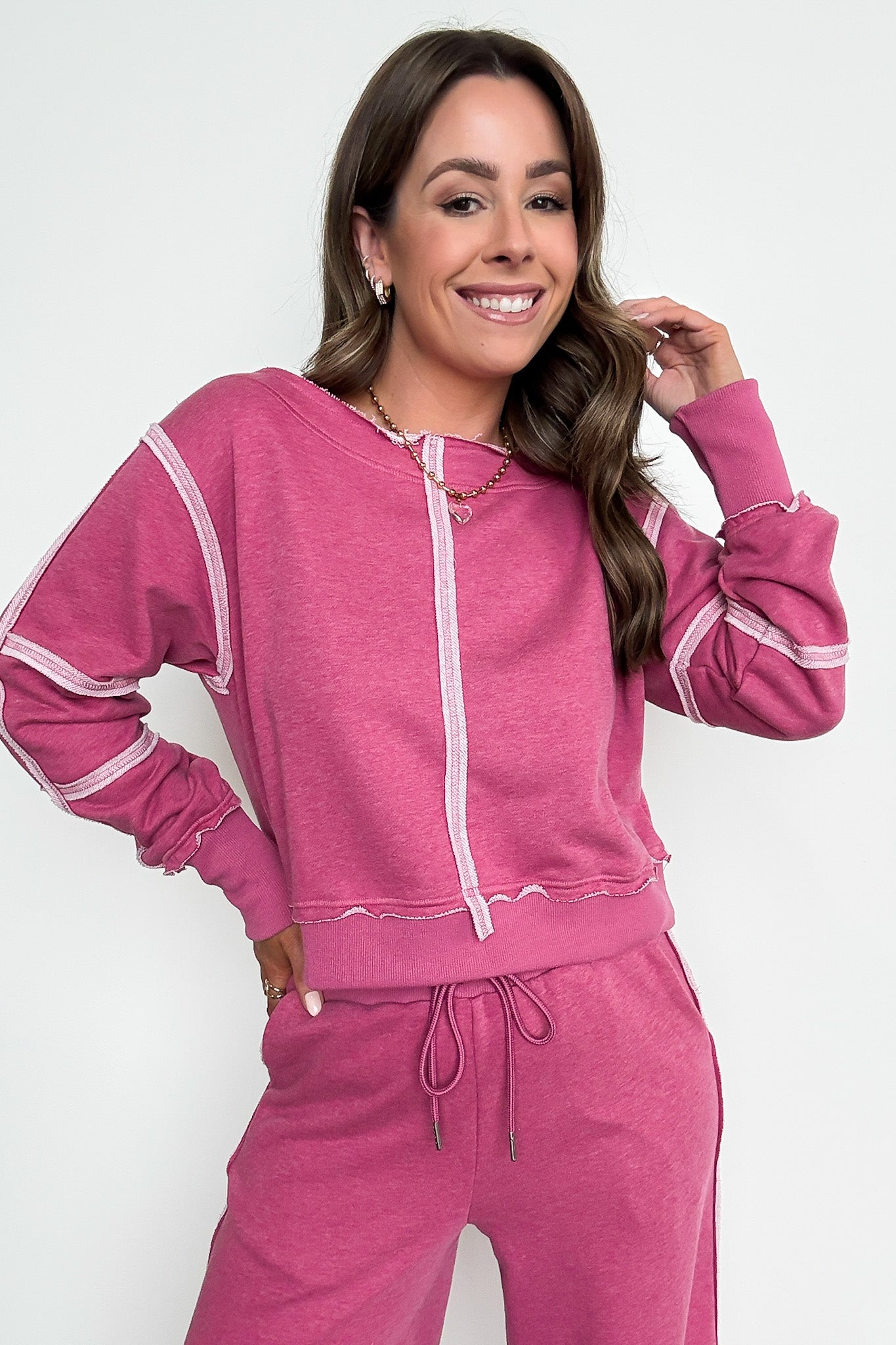 Movie Marathon Contrast Seam Pullover - Madison and Mallory